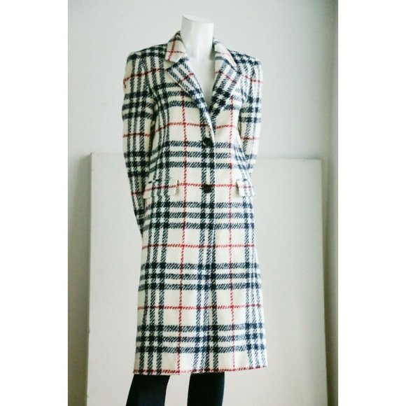 Vintage Louben Cream Black Plaid Lightweight Classic 2 Button bBlazer Coat SZ 6 - Picture 3 of 10